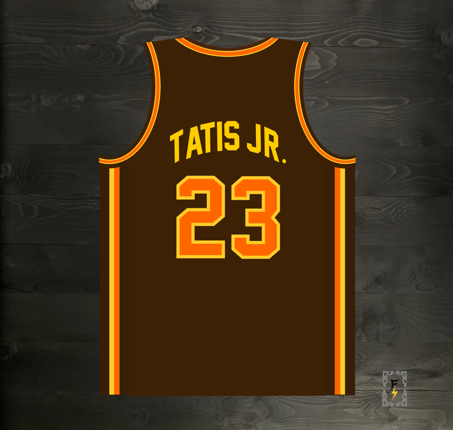 A-115m #23 Brown Yellow Orange Basketball Jersey - MADE TO ORDER
