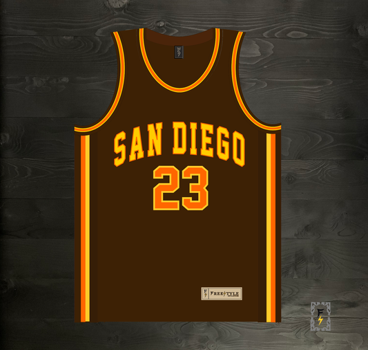 A-115m #23 Brown Yellow Orange Basketball Jersey - MADE TO ORDER