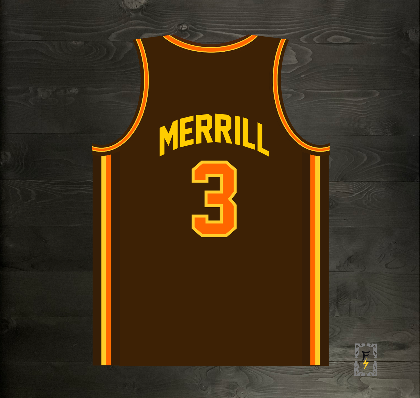 A-115m #3 Brown Yellow Orange Basketball Jersey - MADE TO ORDER