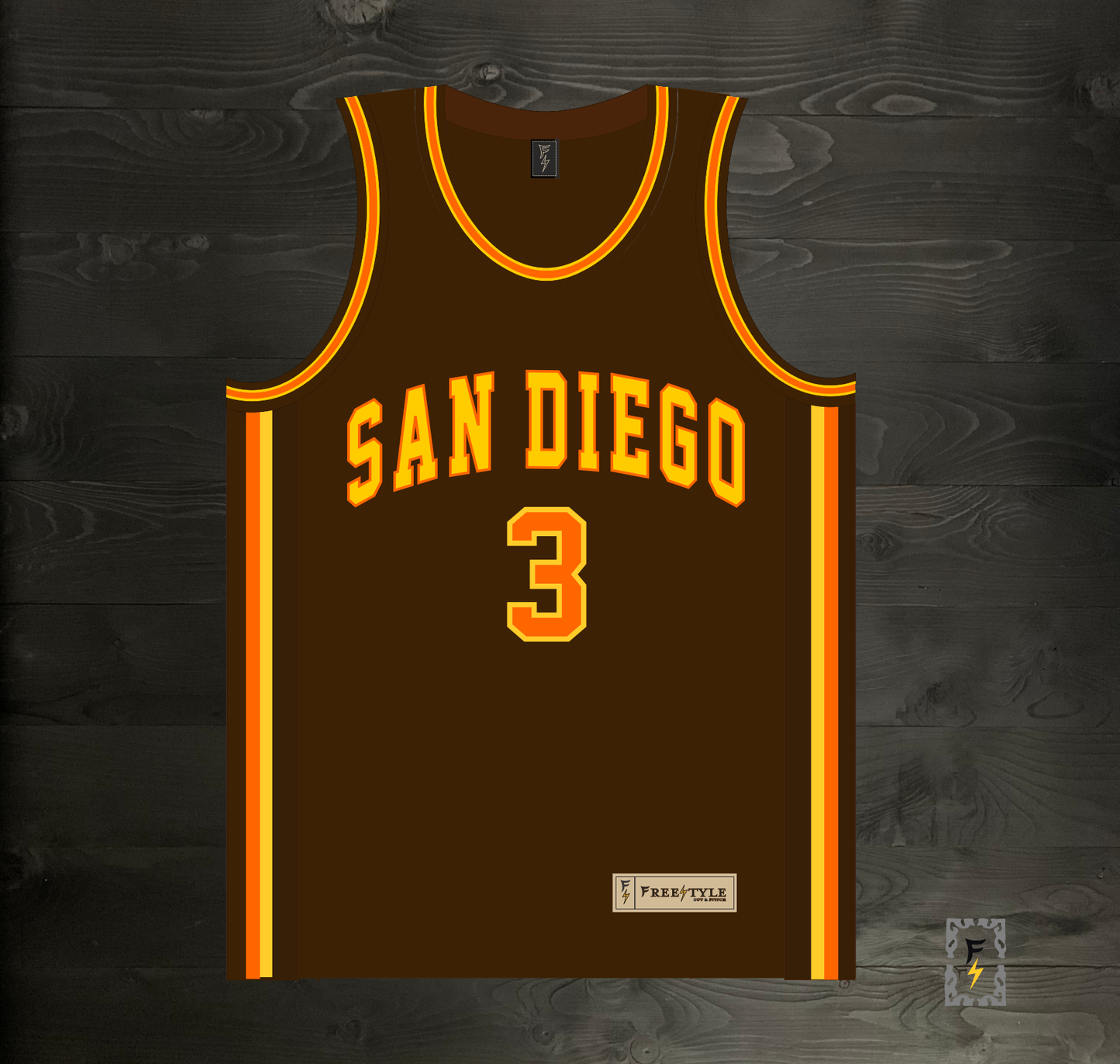 A-115m #3 Brown Yellow Orange Basketball Jersey - MADE TO ORDER