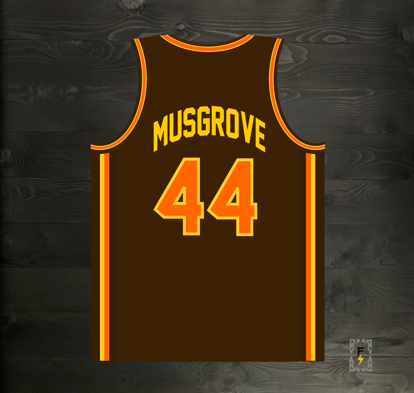 A-115m #44 Brown Yellow Orange Basketball Jersey - MADE TO ORDER
