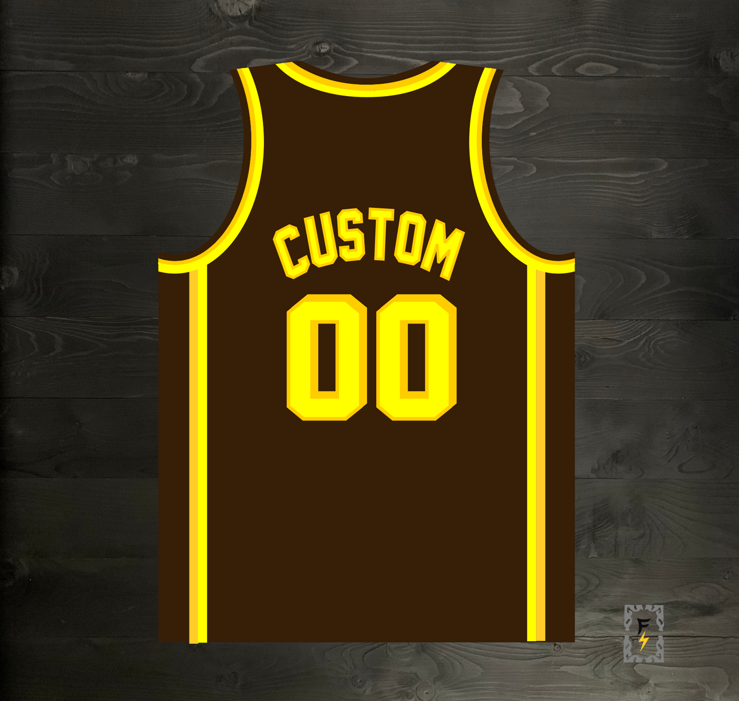 A-116m CUSTOM Name and # Brown Canary Yellow and Gold Basketball Jersey - MADE TO ORDER