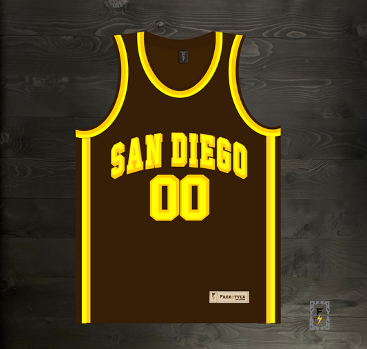 A-116m CUSTOM Name and # Brown Canary Yellow and Gold Basketball Jersey - MADE TO ORDER