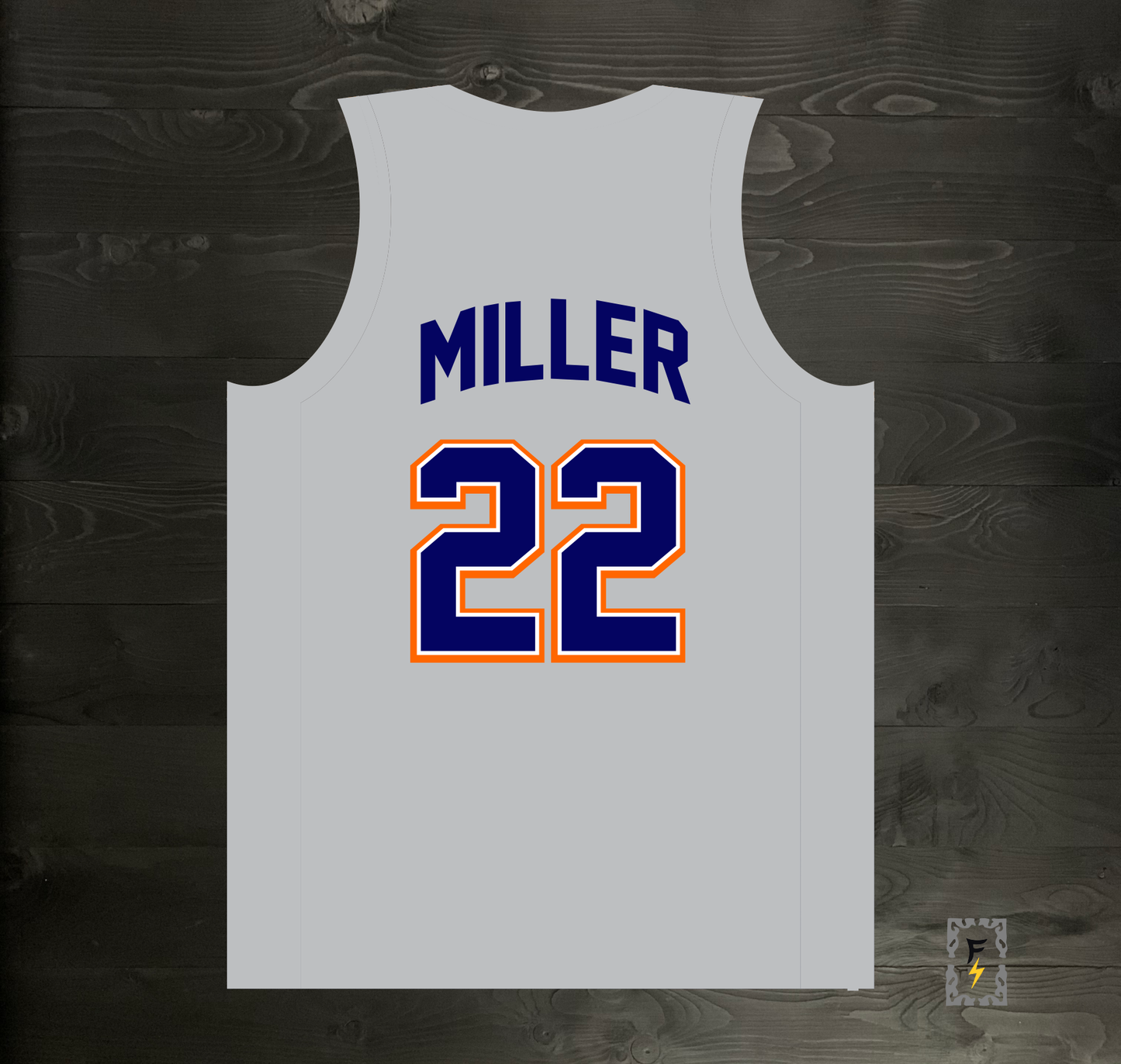 A-117m #22 Gray Navy Orange White Basketball Jersey - MADE TO ORDER