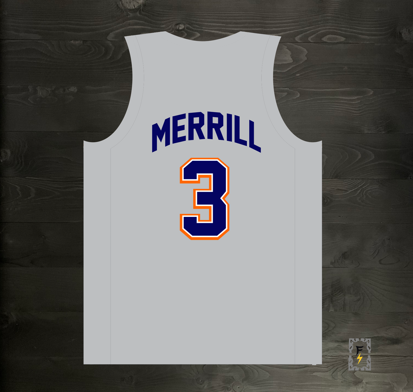 A-117m #3 Gray Navy Orange White Basketball Jersey - MADE TO ORDER