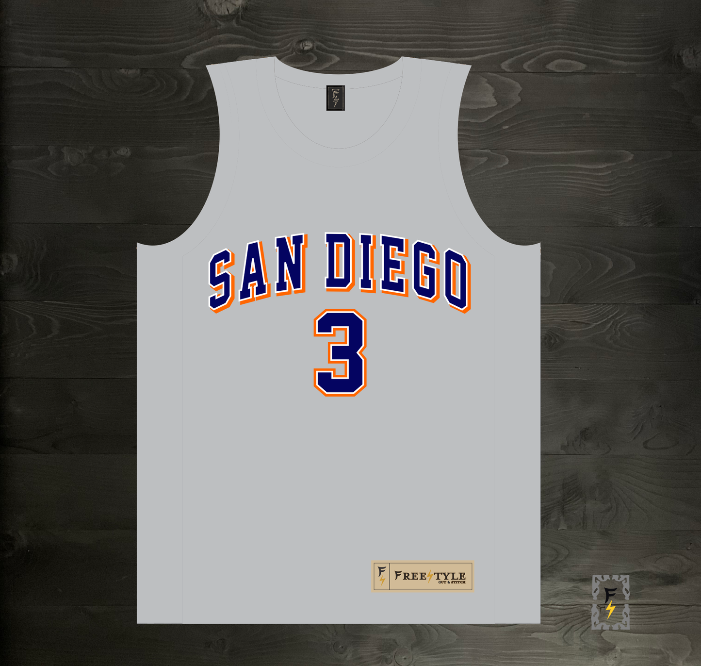 A-117m #3 Gray Navy Orange White Basketball Jersey - MADE TO ORDER