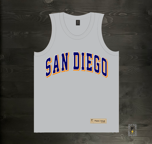 A-117m SD Gray Navy Basketball Tank Top - MADE TO ORDER