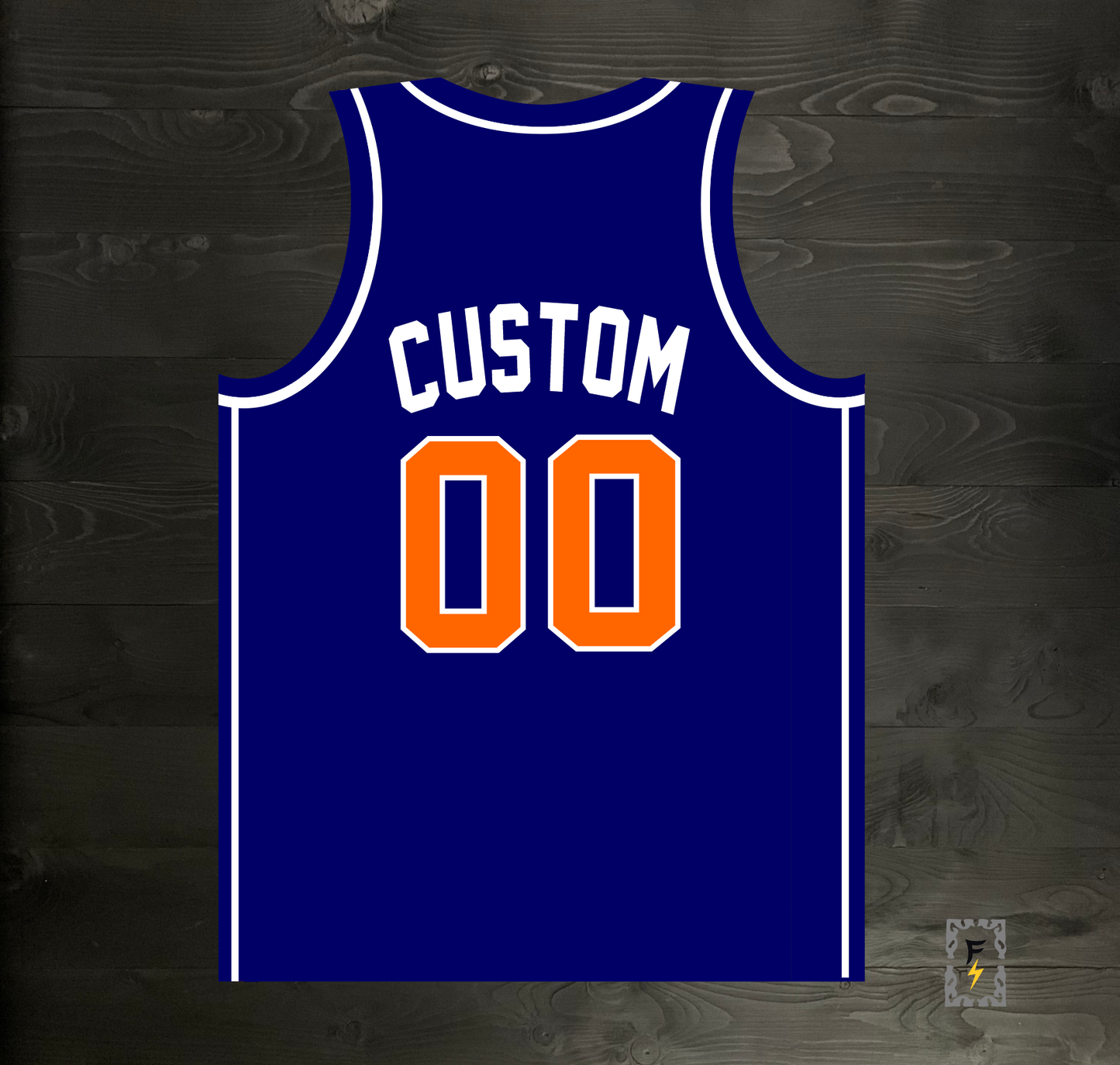 A-118m CUSTOM Name and # Navy Orange White w Pinstripes Basketball Jersey - MADE TO ORDER