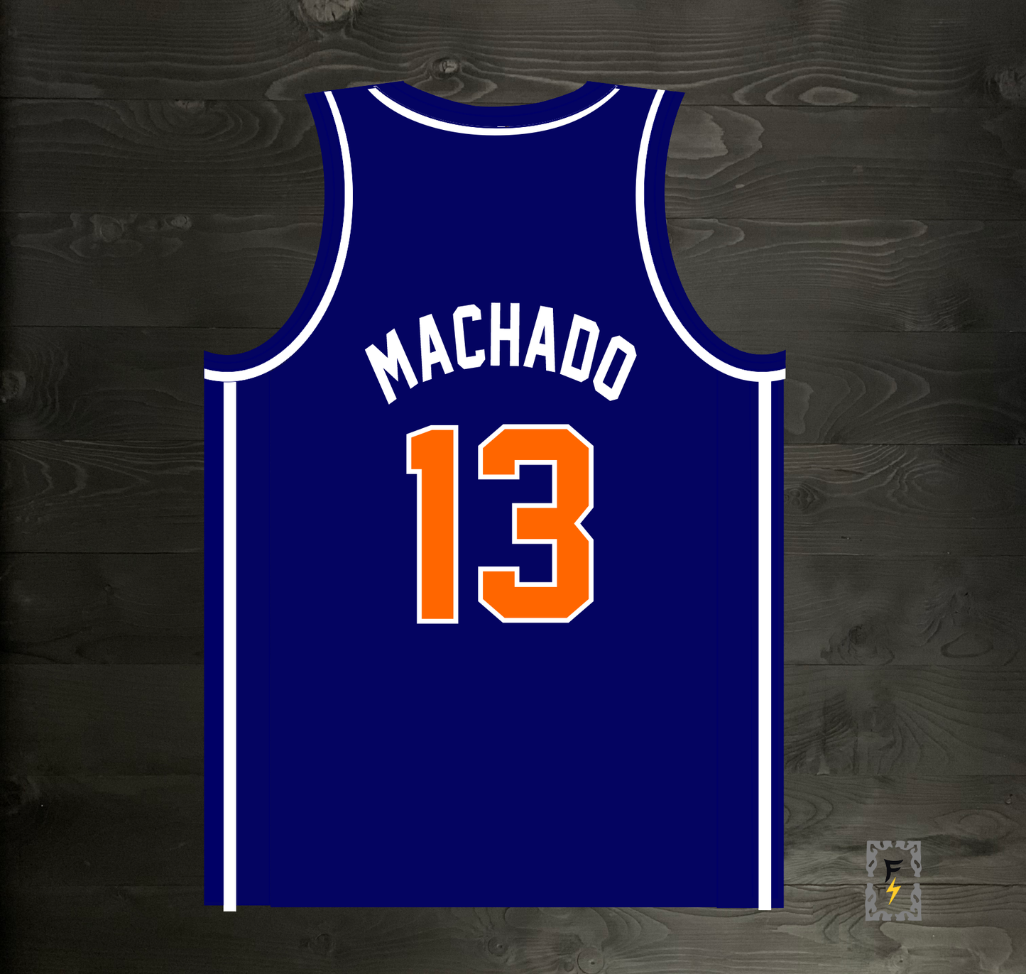 A-118m #13 Navy Orange White Basketball Jersey - MADE TO ORDER