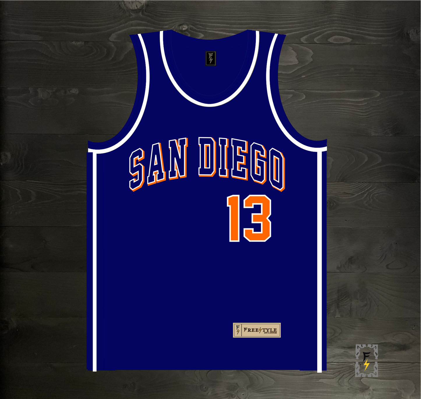 A-118m #13 Navy Orange White Basketball Jersey - MADE TO ORDER