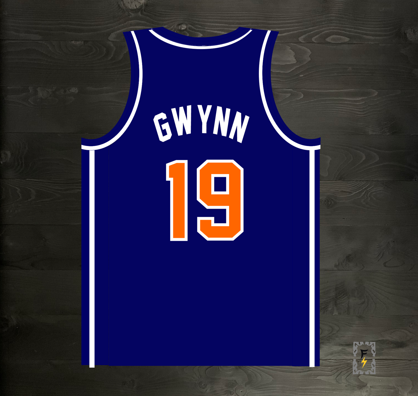 A-118m #19 Navy Orange White Basketball Jersey - MADE TO ORDER