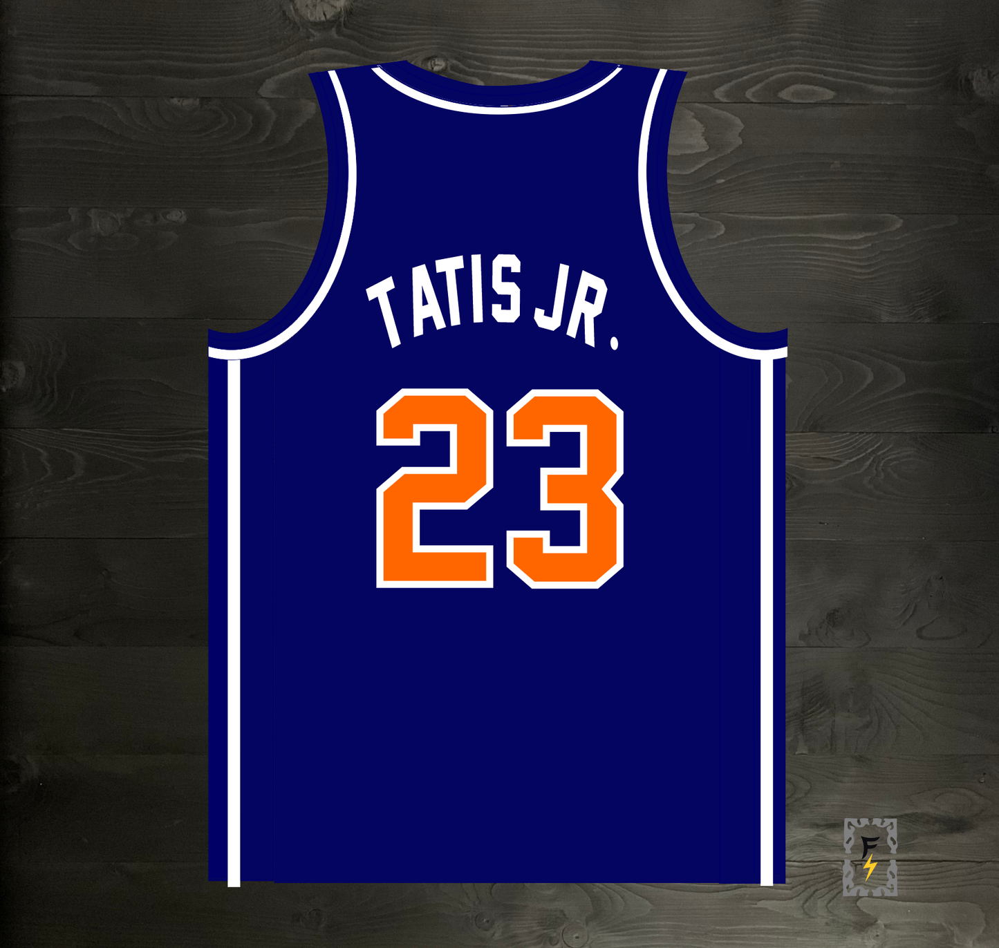 A-118m #23 Navy Orange White Basketball Jersey - MADE TO ORDER