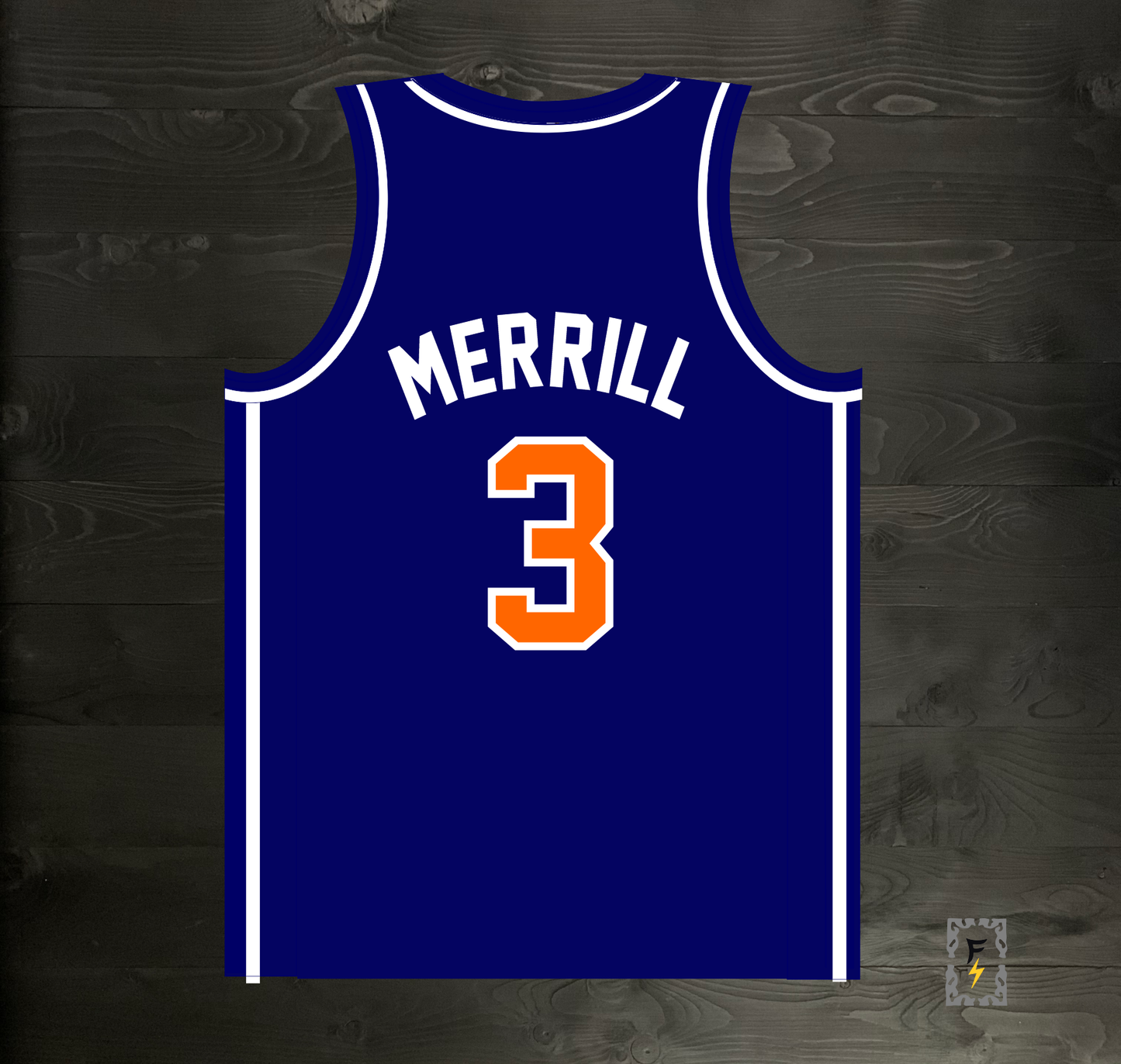 A-118m #3 Navy Orange White Basketball Jersey - MADE TO ORDER