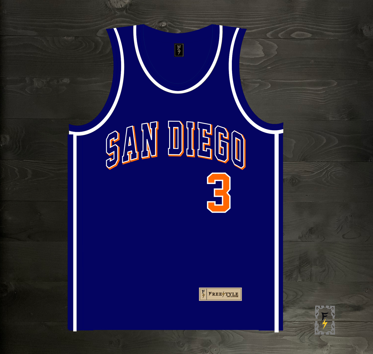 A-118m #3 Navy Orange White Basketball Jersey - MADE TO ORDER