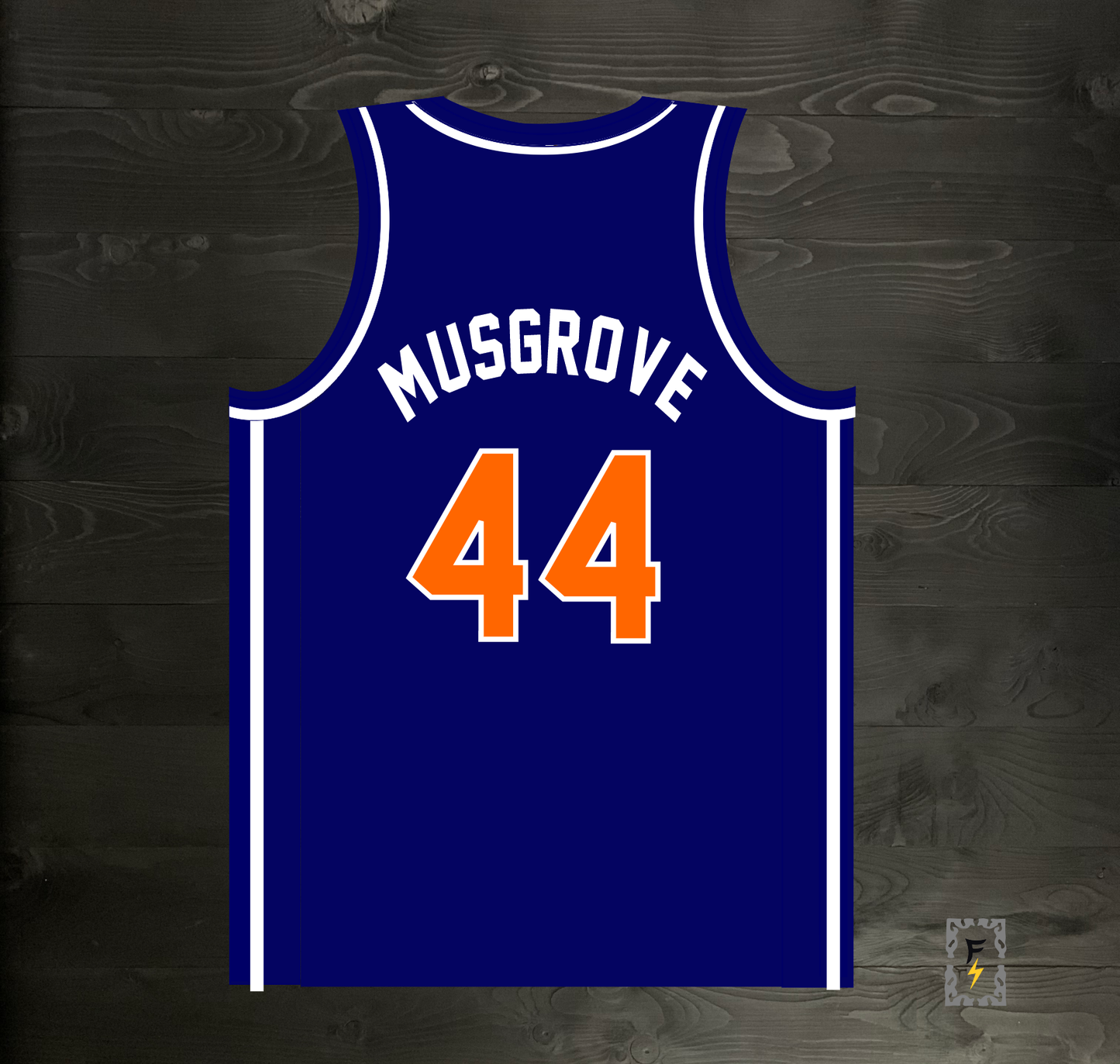 A-118m #44 Navy Orange White Basketball Jersey - MADE TO ORDER