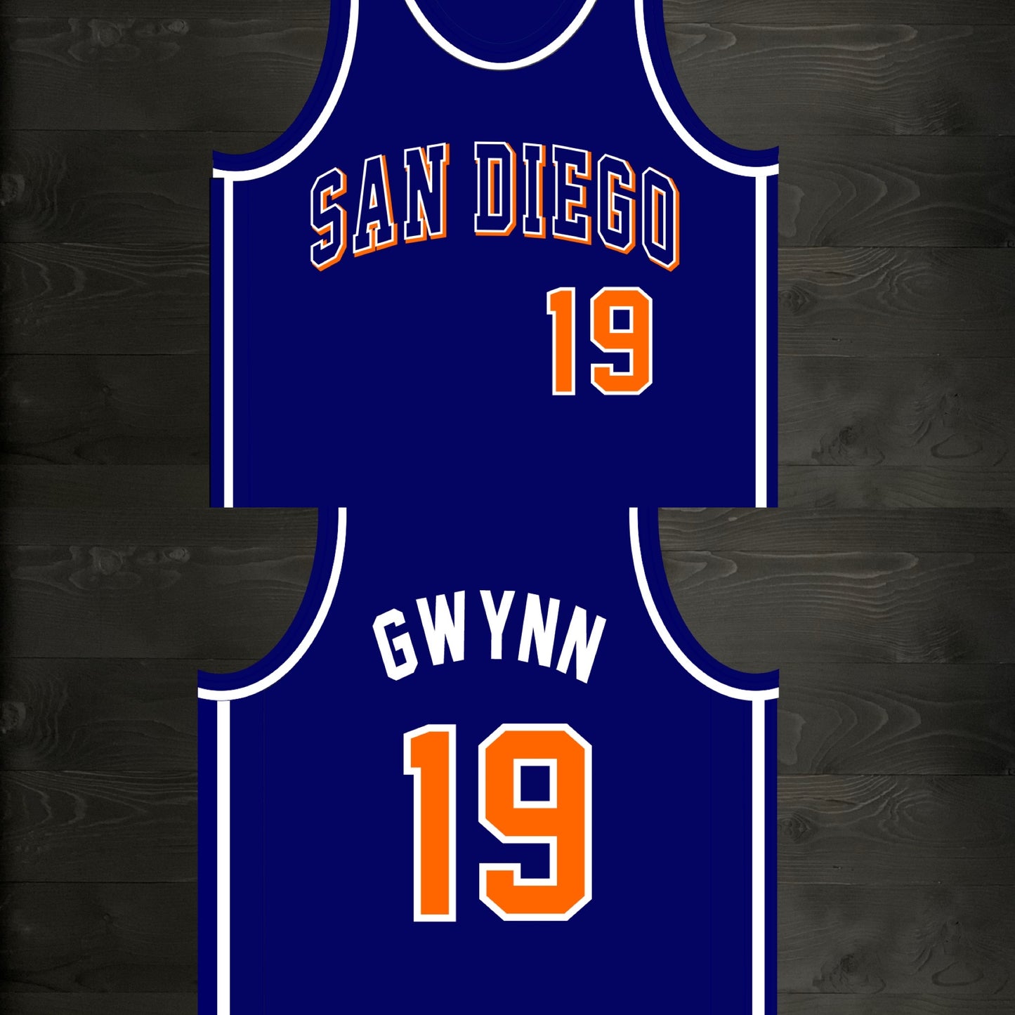 A-118m #19 Navy Orange White Basketball Jersey - MADE TO ORDER