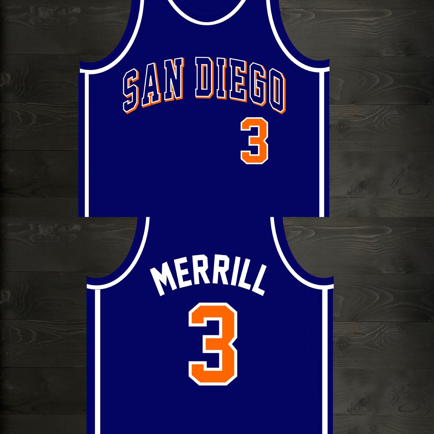 A-118m #3 Navy Orange White Basketball Jersey - MADE TO ORDER