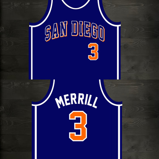 A-118m #3 Navy Orange White Basketball Jersey - MADE TO ORDER