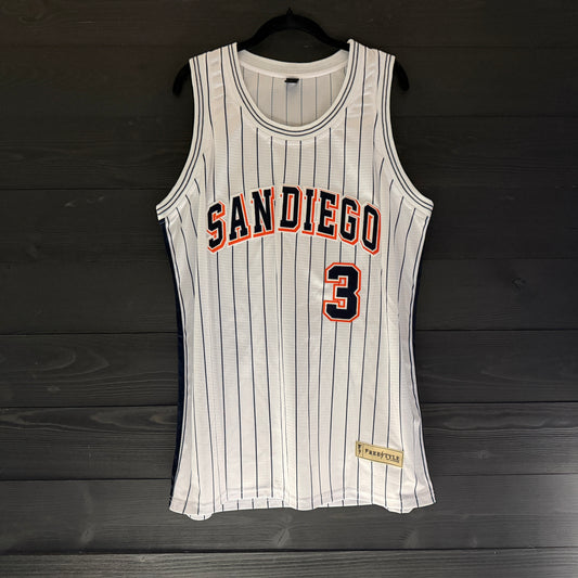 A-119a #3 White Orange Navy Pinstripes - ALL STOCK