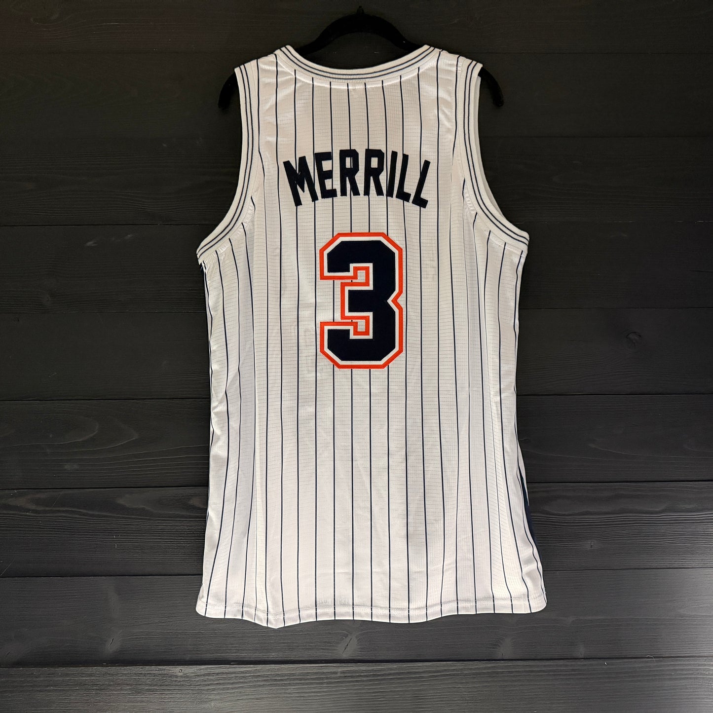 A-119a #3 White Orange Navy Pinstripes - ALL STOCK
