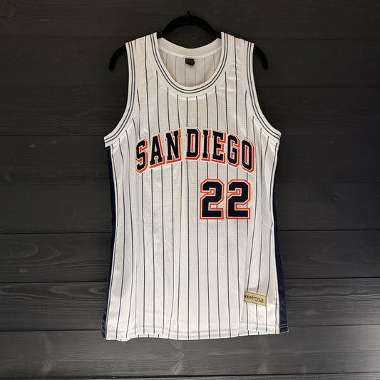 A-119a #22 White Orange Navy Pinstripes - ALL STOCK