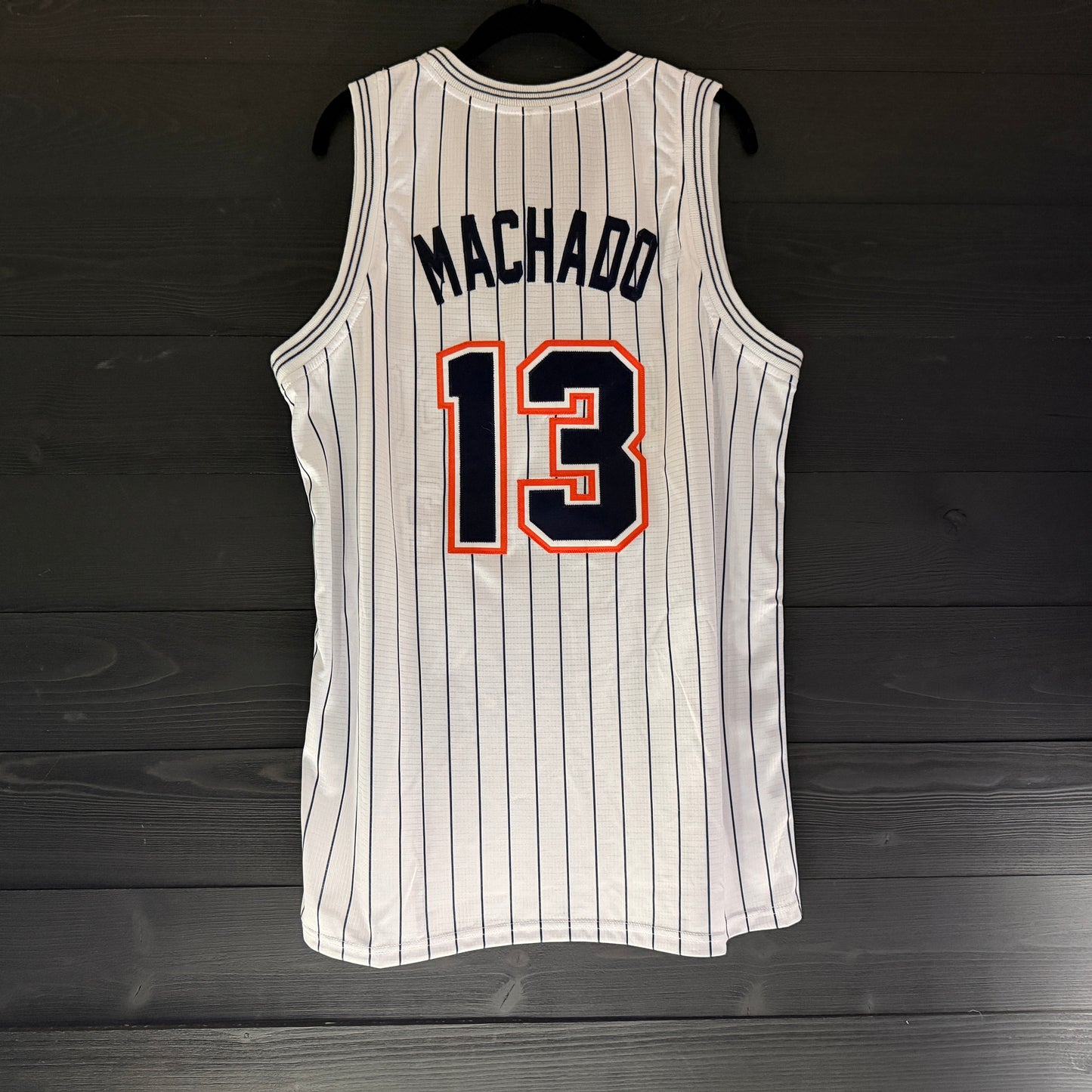 A-119a #13 White Orange Navy Pinstripes - ALL STOCK