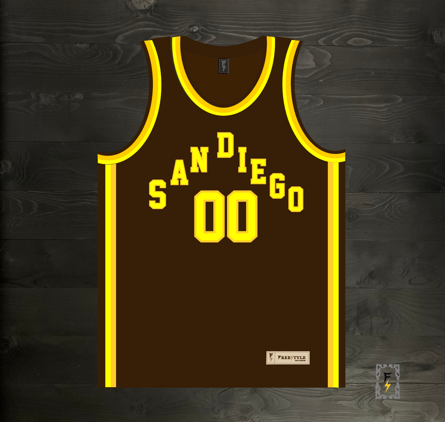 A-122m Custom Name and # Pyramid Brown Yellow Basketball Jersey - MADE TO ORDER