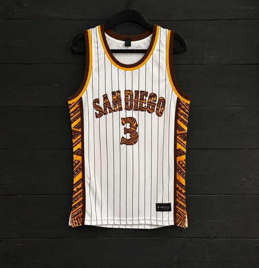 Youth #3 - White Tribal Brown Pinstripes | AY-001a
