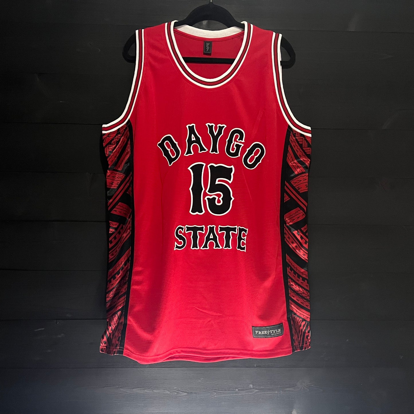 C-007a #15 Daygo State Red Hoops Tribal - AVAILABLE STOCK