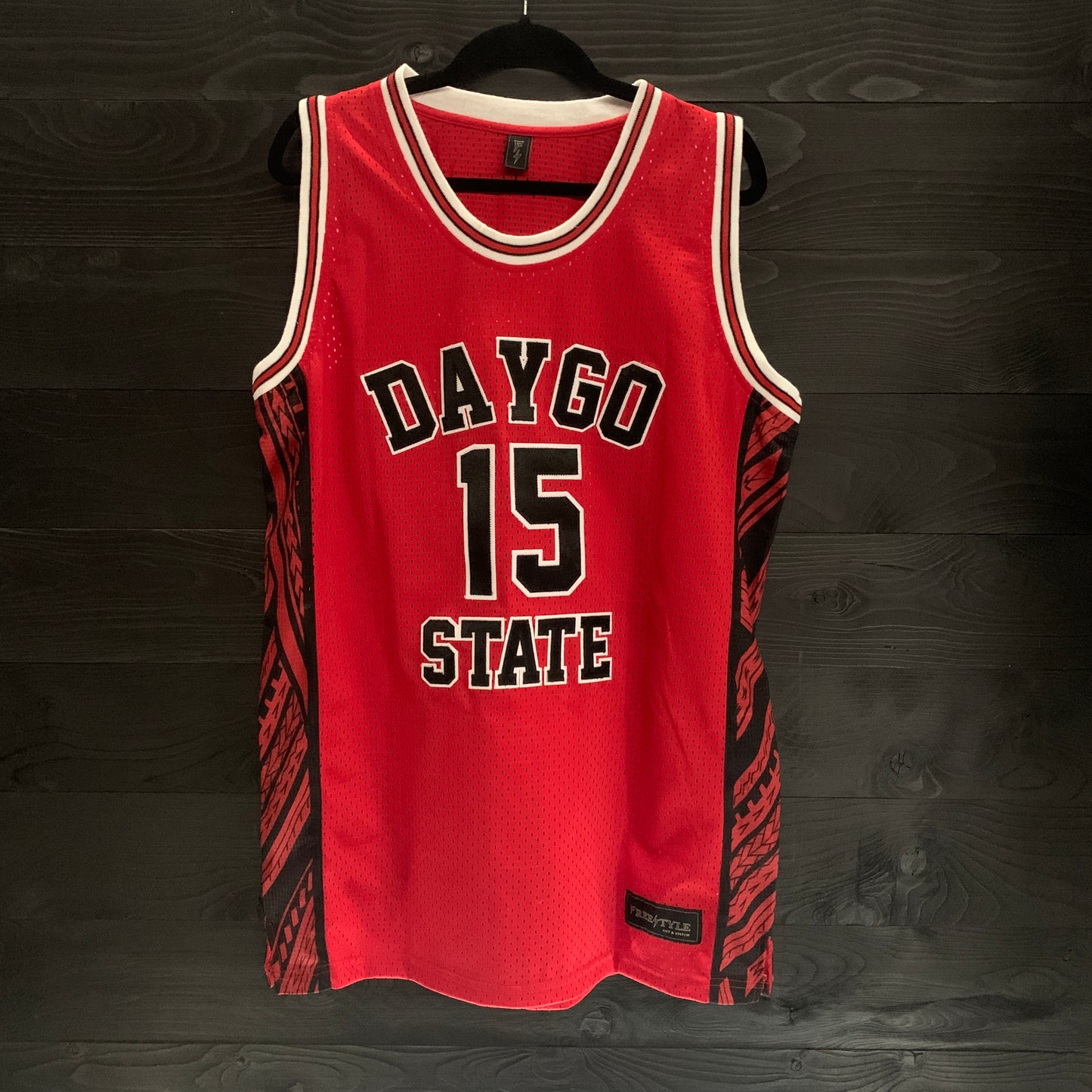 C-007a #15 Daygo State Red Hoops Tribal - AVAILABLE STOCK