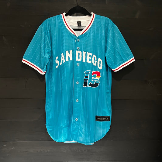 D-004a #13 WFC Aqua Pinstripes Baseball  - AVAILABLE STOCK