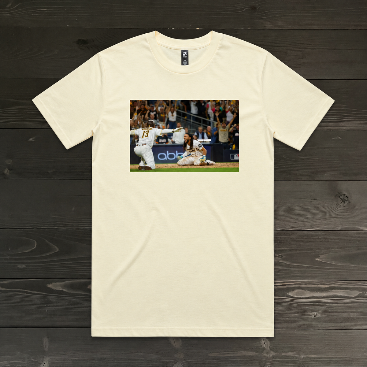 Men "26 Wildcard Slide" In Color on Creme Tee | TM-A201