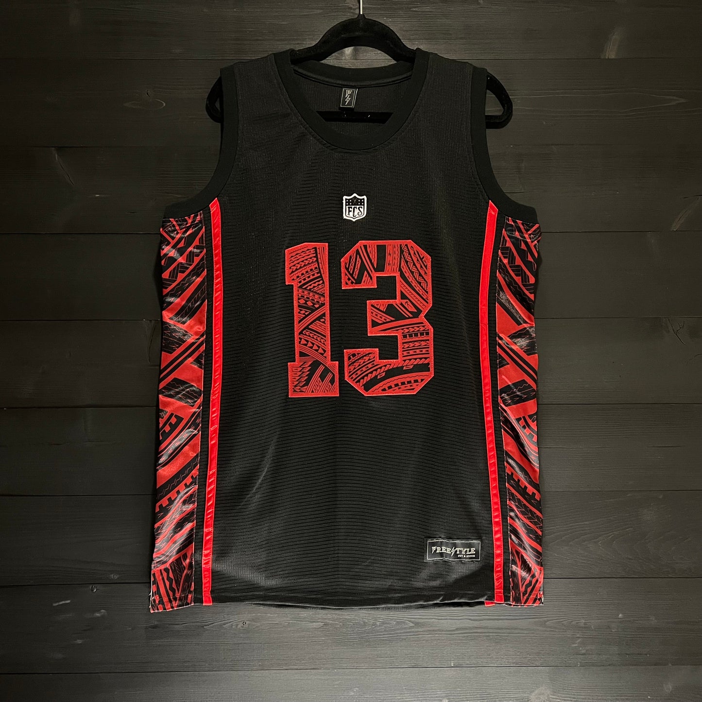 N-481a #13 Black Red Tribal - AVAILABLE SIZES STOCK
