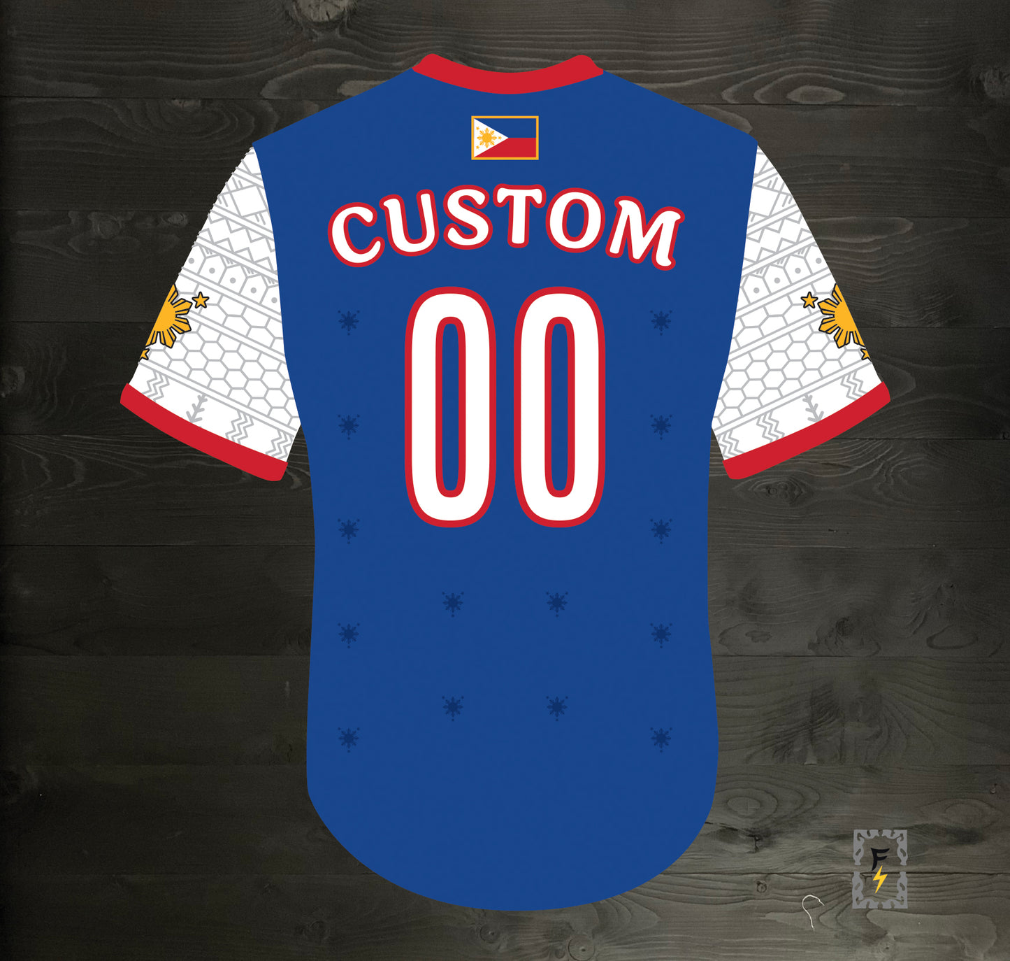 L-102m CUSTOM Name and # Pilipinas Philippines Baseball Group (PBG) Blue Button Up Baseball Jersey - MADE TO ORDER