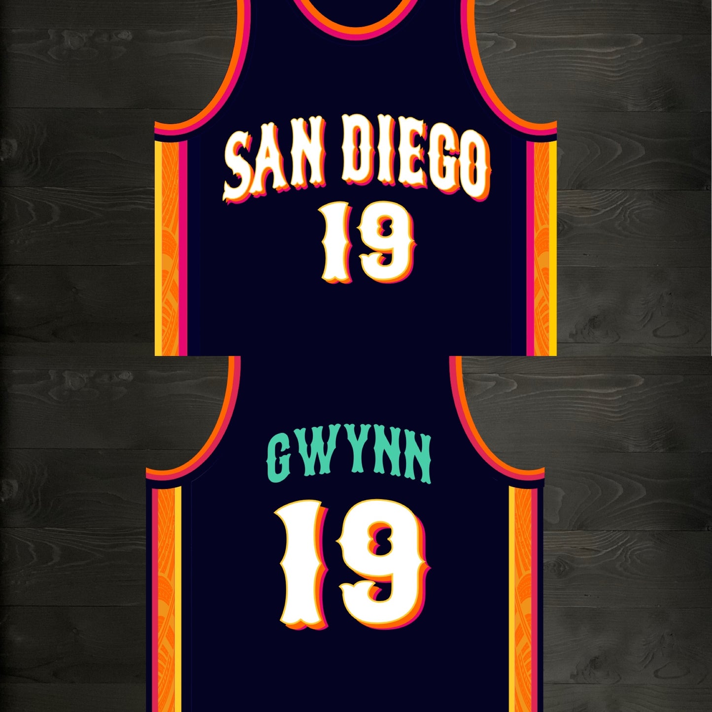 A-120m #19 Navy Orange White Pink Basketball Jersey - MADE TO ORDER
