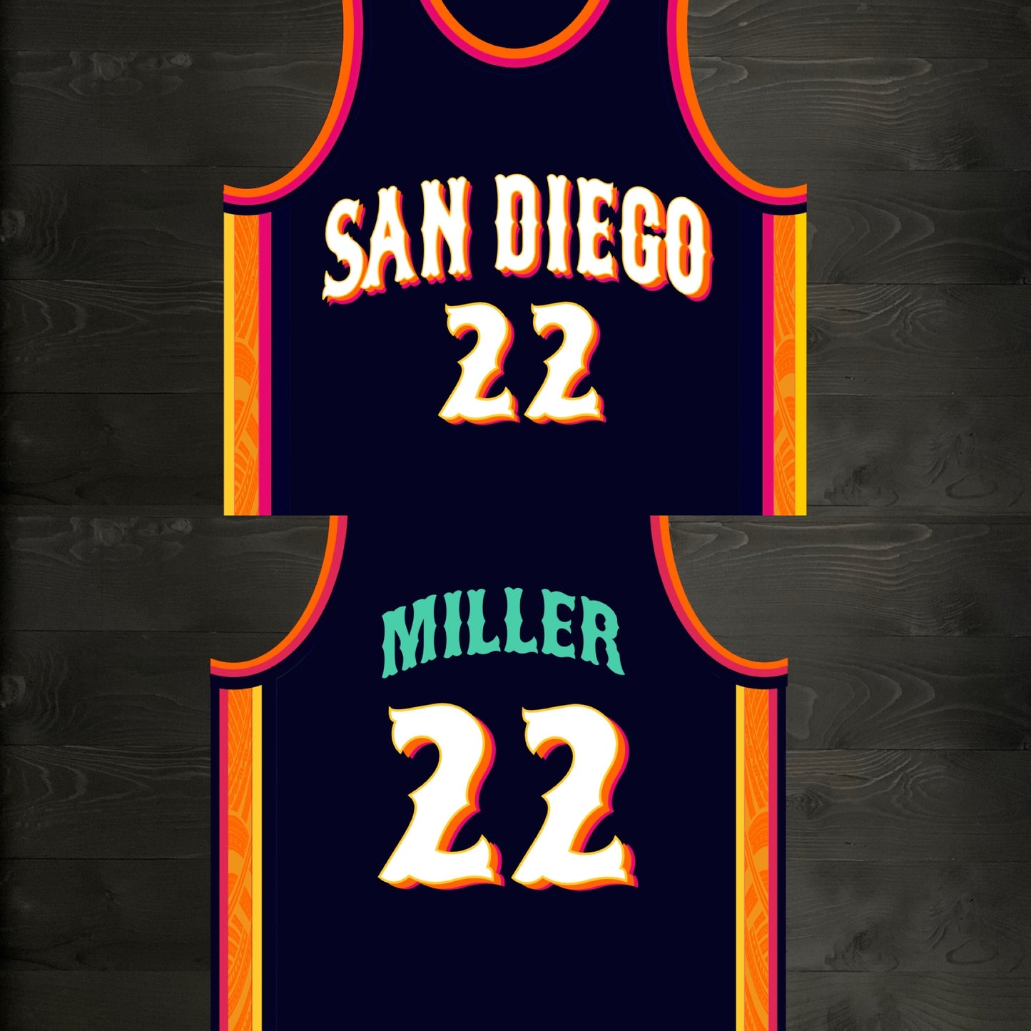 A-120m #22 Navy Orange White Pink Basketball Jersey - MADE TO ORDER