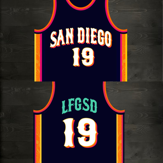 A-120m #19 LFGSD Navy Orange White Pink Basketball Jersey - MADE TO ORDER