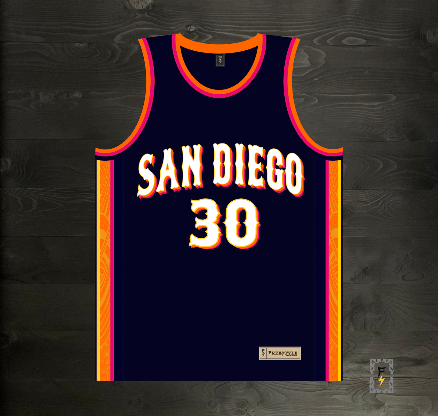 A-120m #30 HOLY SHEETS Navy Orange White Pink Basketball Jersey - MADE TO ORDER