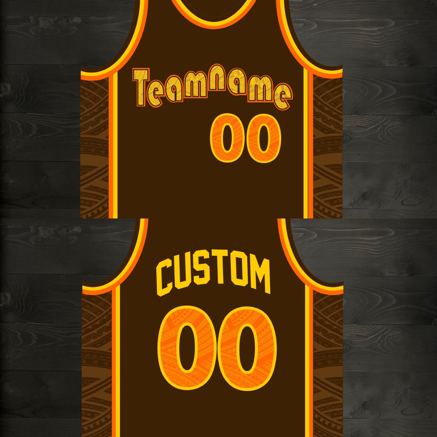 A-024m CUSTOM Brown Orange Tribalz Basketball Jersey ALL SIZES - MADE ORDER