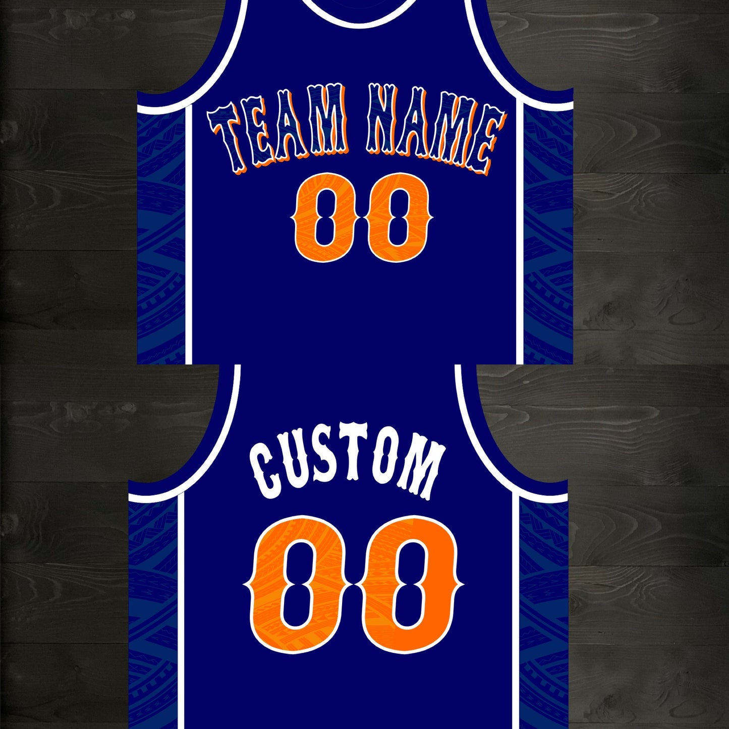 A-022m CUSTOM Navy Orange White Tribalz Basketball Jersey ALL SIZES - MADE ORDER