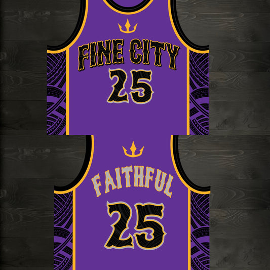 E-001m FAITHFUL #25 FINE CITY Purple Black Gold Tribal ALL SIZES - MADE ORDER