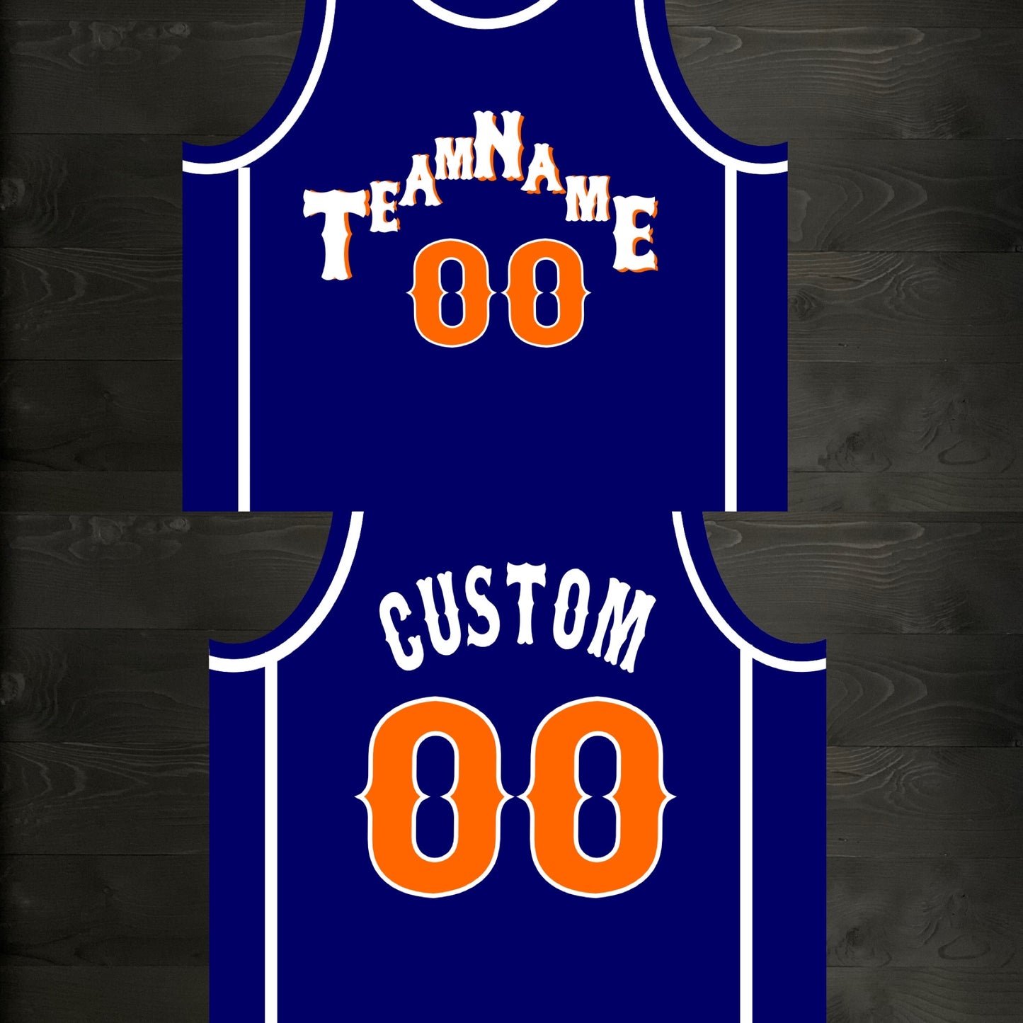 A-027m CUSTOM Pyramid Navy Orange WhiteBasketball Jersey ALL SIZES - MADE ORDER