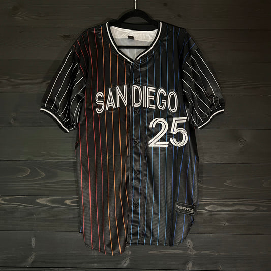 F-000m FINE CITY #25 Black Multi Pinstripe Baseball ALL SIZES - MADE ORDER