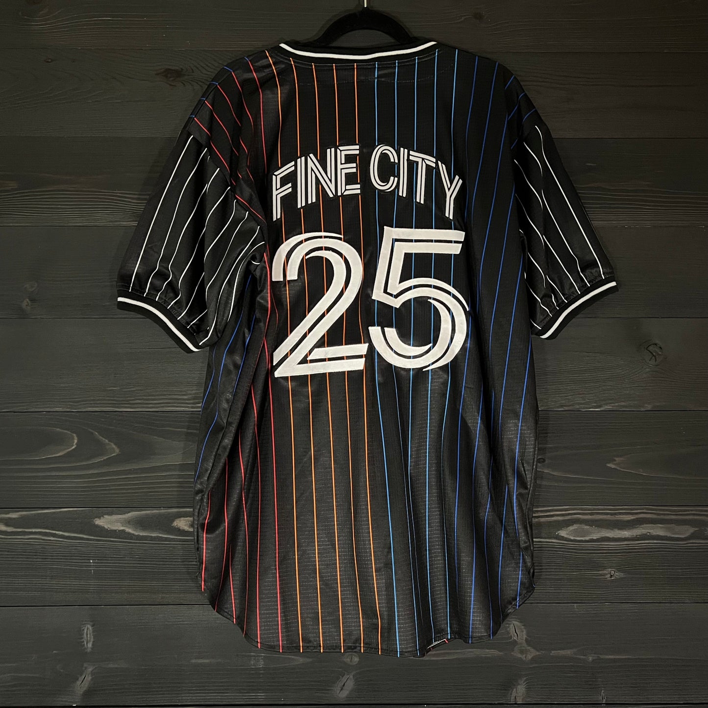 F-000m CUSTOM NAME and # SD Black w Multi Color Pinstripes Baseball Jersey - MADE TO ORDER