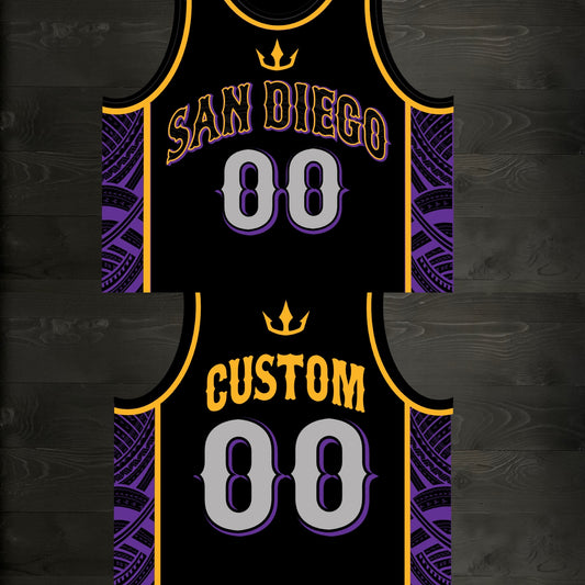 E-000m CUSTOM Black Purple Gold Tribal ALL SIZES - MADE ORDER