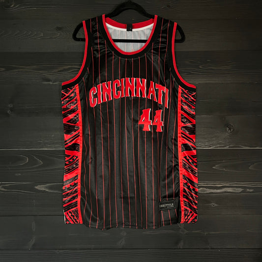 M-363a #44 Black Red Pinstripes Tribal - ALL SIZES