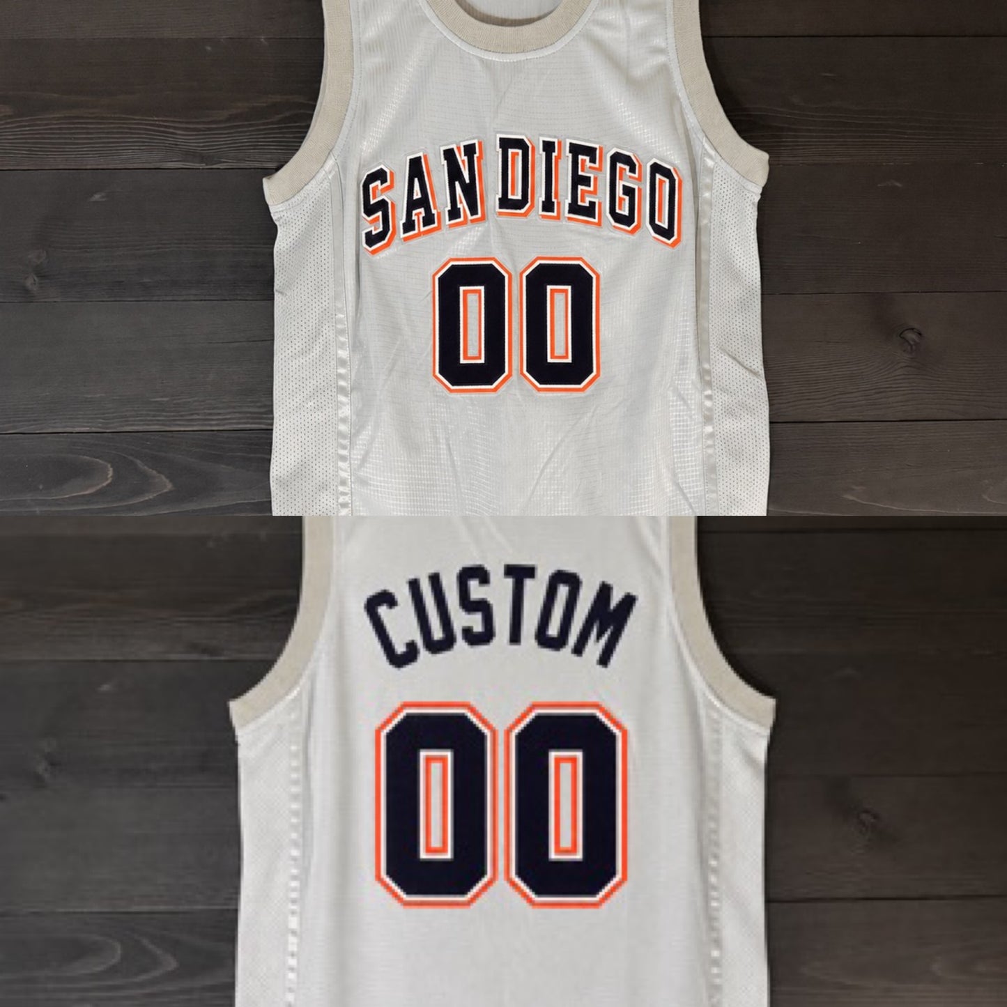 A-117m CUSTOM Name and # Gray Navy Orange White Basketball Jersey - MADE TO ORDER]