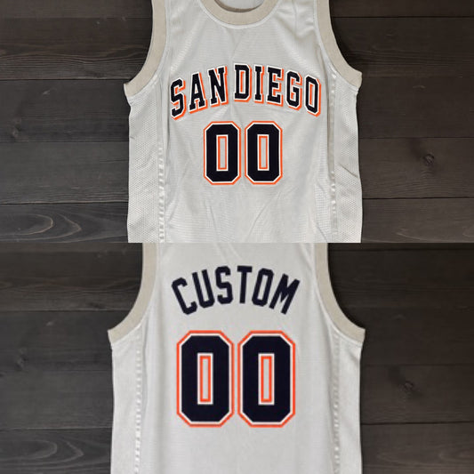 A-117m CUSTOM Name and # Gray Navy Orange White Basketball Jersey - MADE TO ORDER]