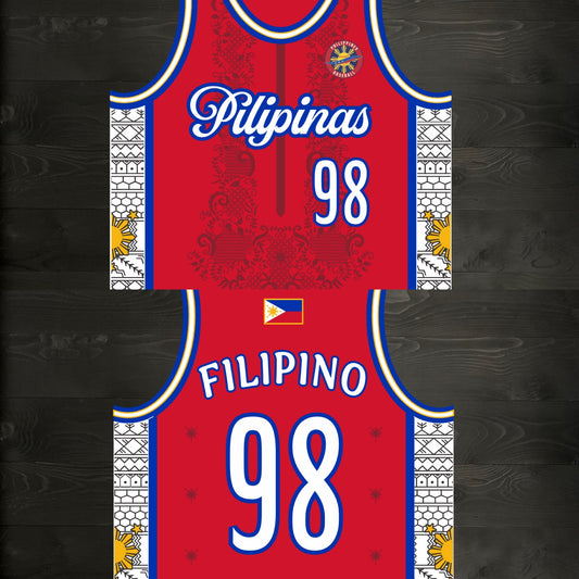 L-101m FILIPINO #98 Pilipinas Philippines Baseball Group (PBG) Red Basketball Jersey - MADE TO ORDER