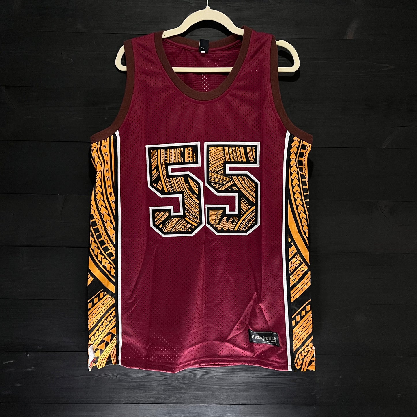 T-001a #55 Maroon Gold Black Tribal - ALL SIZES
